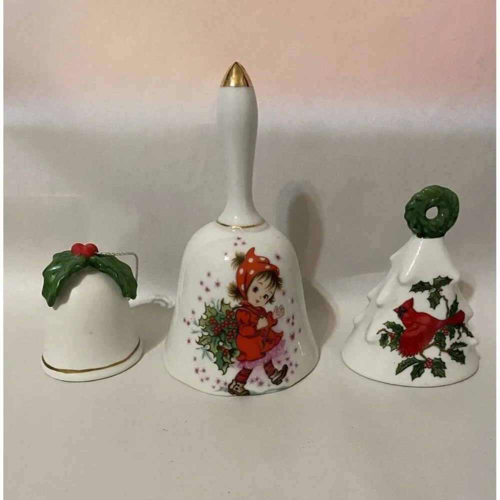 Lefton Christmas Bells Lot Of Three 2‎ hangers and one stationary